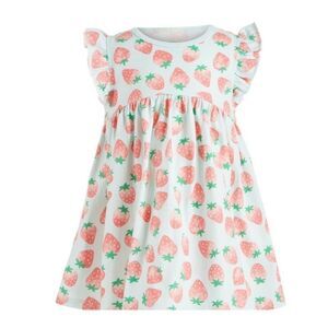 Infant Girl Dress Ruffle Sleeves Pink Green NEW